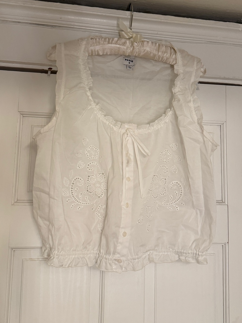 Parke x Target White Eyelet Crop Tank Top Size L